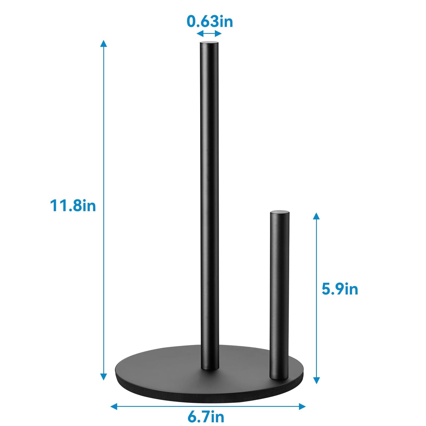 Paper Towel Holder Kitchen,Premium Stainless Steel Roll Dispenser,Countertop Paper Holder with Weighted Base, Black