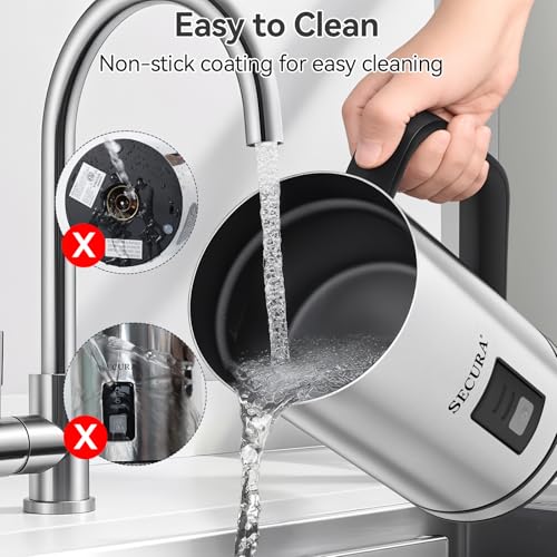 Secura 8.4oz Stainless Steel Milk Frother Automatic Hot & Cold Foam Maker