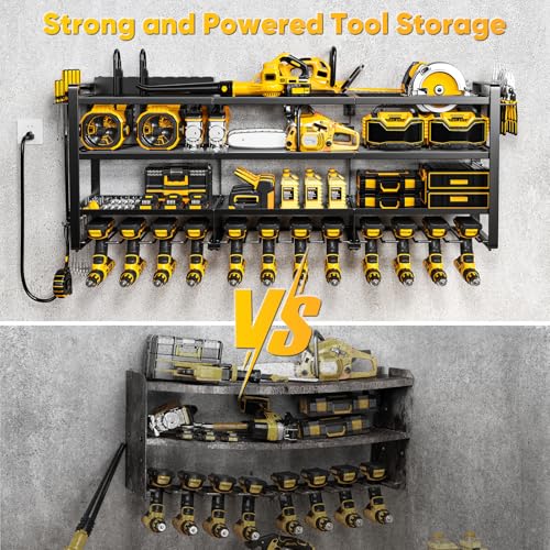 Power Tool Organizer Wall Mount with Charging Station - 49 Inch Black