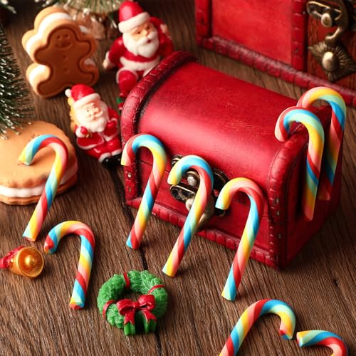 NUOBISHI 2-Inch Fake Candy Canes - Set of 50 Mini Christmas Polymer Clay Ornaments, Color 2