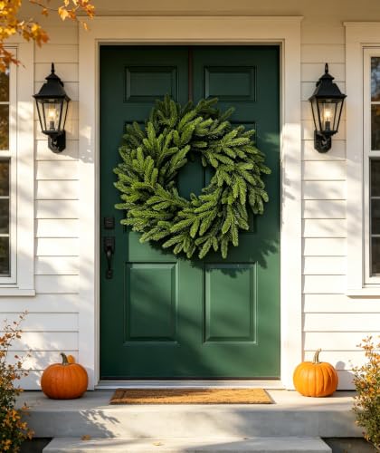 24-Inch KODOUQIN Artificial Christmas Cedar Wreath for Front Door Decor