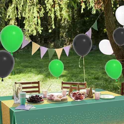 Green Black White Silver Balloon Arch Garland Kit - Green and White Balloons for Jungle Safari Baby Shower Graduation Wedding Anniversary Soccer Ball Birthday Party Decors