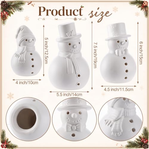 Arrowbash 3-Pack Terracotta Snowman Figurines Ceramic Christmas Decor