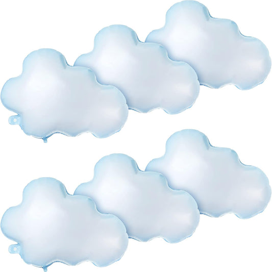 Sumind 6 Pcs White Cloud Balloons - 28 Inch Cute Foil Decorations for Birthday & Baby Shower Parties (Light Blue)