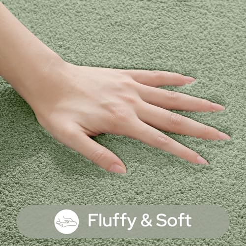 HOMEIDEAS Sage Green 3-Piece Bathroom Rug Set with Memory Foam, Absorbent Bath Mats U-Shape Toilet Rug