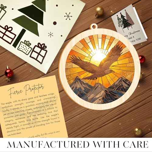 Eagle Ornaments, 2 Layers Wooden Acrylic Ornaments, Eagles Christmas Ornament, Suncatcher Ornament with Card, Eagle Gifts for Men, Ornament 2025