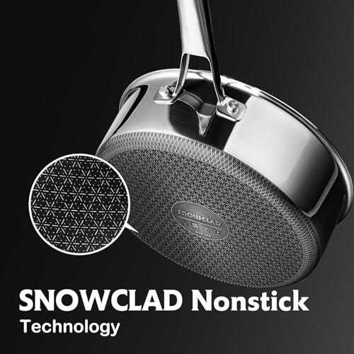 SNOWCLAD 6.5QT Stainless Steel Hybrid Non-Stick Braiser Pan with Lid – Dual Surface, Oven & Induction Safe