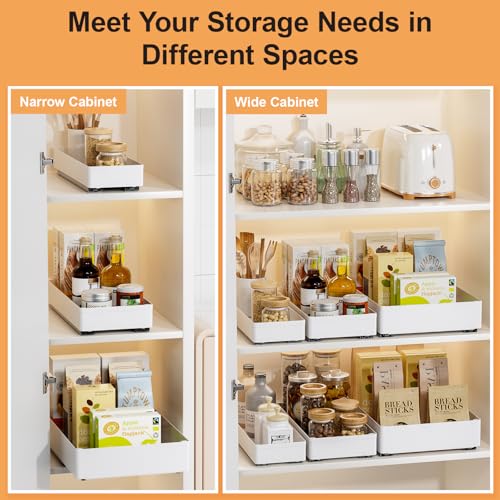 Delamu White 3-Piece Pull Out Cabinet Organizer Set - 15.7" Deep Kitchen & Bathroom Storage