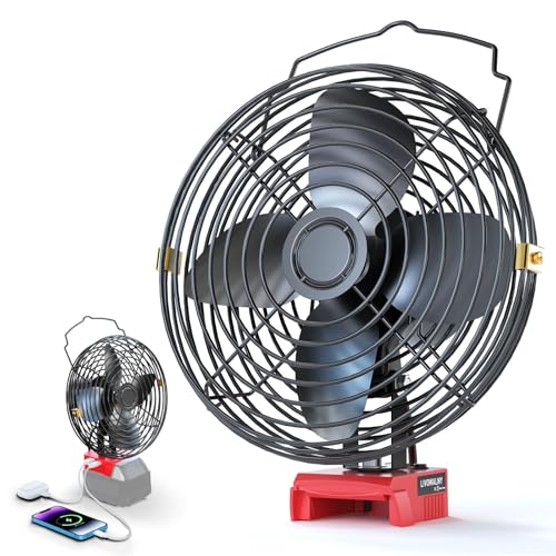 Red Portable Jobsite Fan 8-Inch Cordless Air Circulator for M18 Batteries