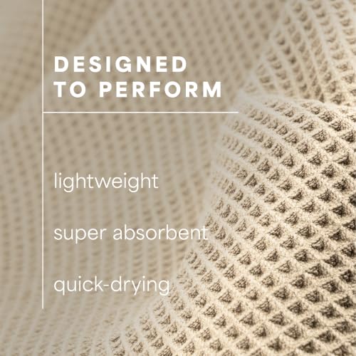 Beige Microfiber Waffle Bath Towels 4 Pack - Quick-Dry & Absorbent