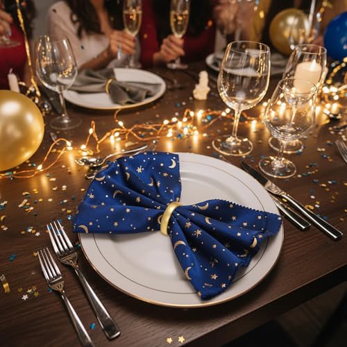 Milaloko 20 Pcs Napkin Rings Set - Elegant Semi-Circle Buckle, Metallic Finish, Thanksgiving & Christmas Table Decor