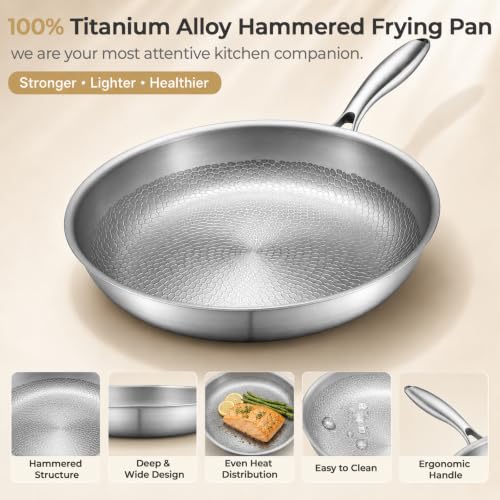 Voivey 12-Inch Titanium Frying Pan Set with Lid & Spatula, Non-Stick, Oven & Dishwasher Safe
