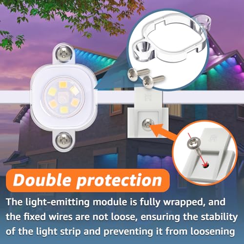 GUSUUI Light Clips Kit for Govee Outdoor Lights Pro H706A/B H806A/B - 90 Clips, Clear