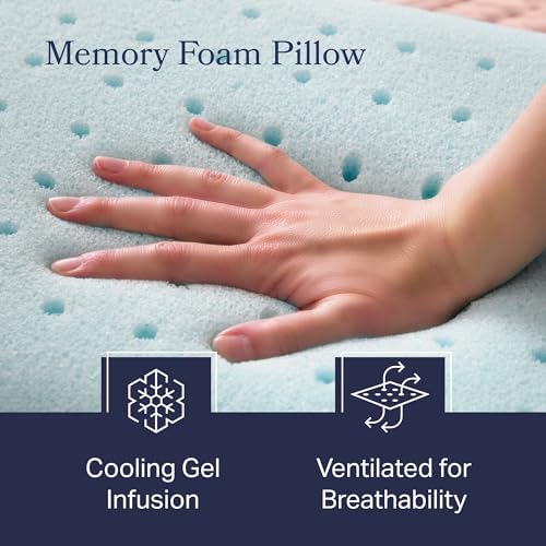 WEEKENDER Standard Cooling Gel Memory Foam Pillow - 1 Pack, Medium Firm, Ventilated Support for Side Back Sleepers