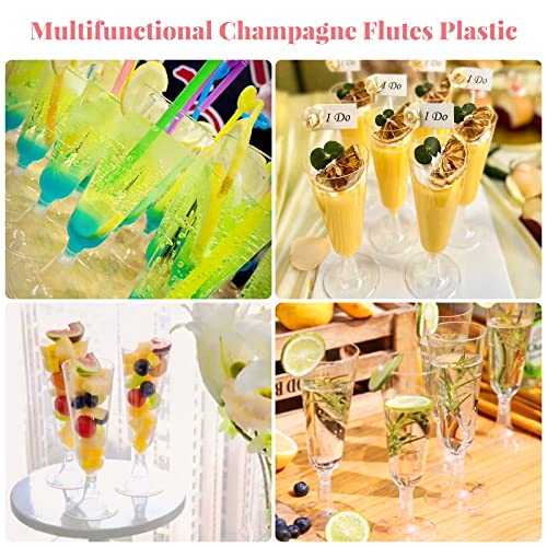 Clear Plastic Champagne Flutes 200 Pack - Disposable 5 Oz Mimosa & Cocktail Glasses for Parties