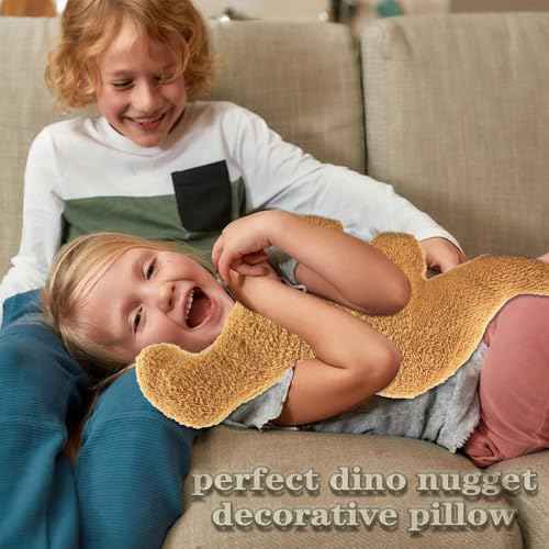 Dino Nugget Pillow Plush, Funny Chicken Nugget Plushie Birthday Gift, Dino Decorative Throw Pillow for Kids Room Decor, Dinosaur Stuffed Animal Idea Birthday Gift for Teens Kids and Adult