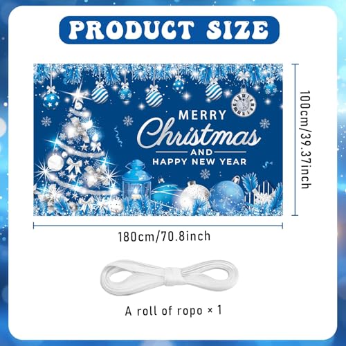 Blue & Silver Christmas Banner Decorations for Indoor Holiday Parties