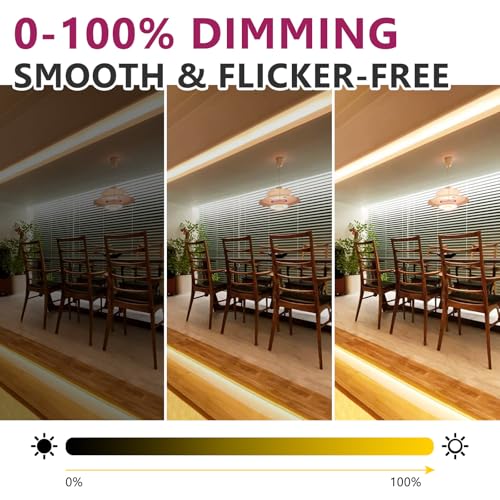 EMITEVER COB LED Strip Lights 3000K Warm White 24V 32.8ft/10m UL Listed - Seamless, Dimmable, High CRI
