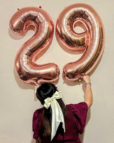 Rose Gold Number 28 Balloon 40 inch, 28 Number Balloons, 28th Birthday Decorations, 28 Year Old Women Men Rose Gold Party Supplies