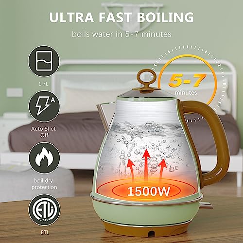 Evoloop 1.7L Electric Kettles, BPA Free Tea Kettle, Hot Water Boiler