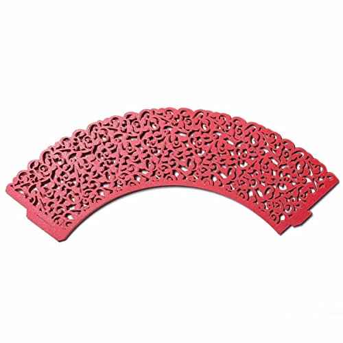 Coolrunner 48pcs Cupcake Wrappers, Cupcake Holders, Flower Vine Filigree Cutout Lace Cupcake Wrapper Wraps Liner for Wedding Party Cake Decoration