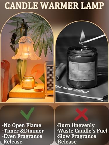 Flower Candle Warmer with Timer & Dimmer, Adjustable Height Wax Melt Warmer