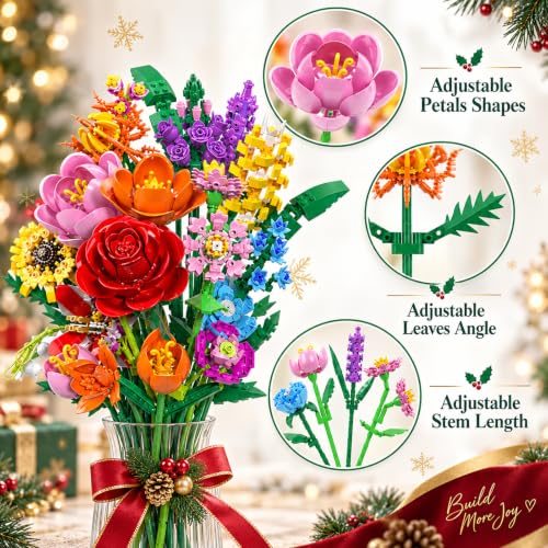 MyDOVA Flower Advent Calendar 2026 - 24 Building Block Flowers for Kids & Adults
