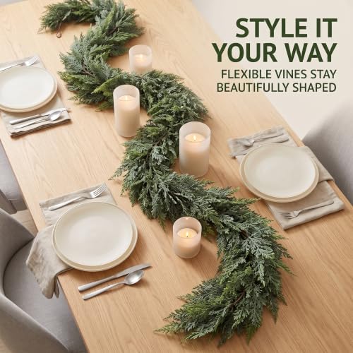 2PCS 9FT Gradient Christmas Garland Artificial Cedar Wreath Decor