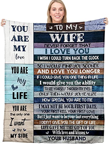 80x60in Romantic Anniversary Gift Blanket for Wife - Personalized Love Throw from Husband