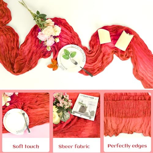 Red Cheesecloth Table Runner 35x120in – Gauze Wedding Party Décor, MIAHART