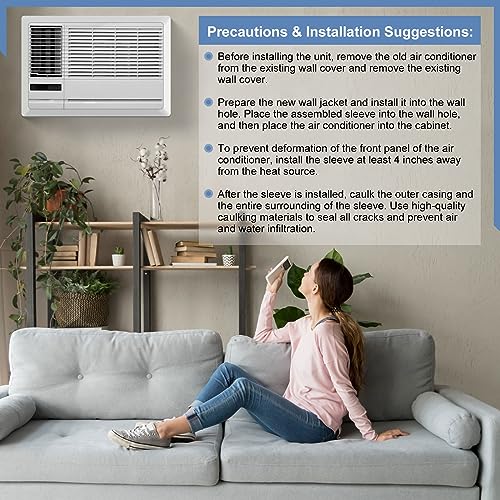 Kalageen 26-Inch Universal Wall Air Conditioner Sleeve - Durable Metal AC Wall Cover