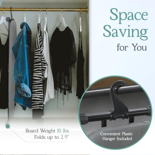 Full Size Ironing Board 54x14 Inches with Adjustable Height & Heat-Reflective Padding - Gray, Space-Saving Design