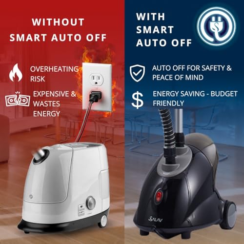 SALAV Full Size Garment Steamer with Auto-Off - 1500W, Black Auto Off Variant