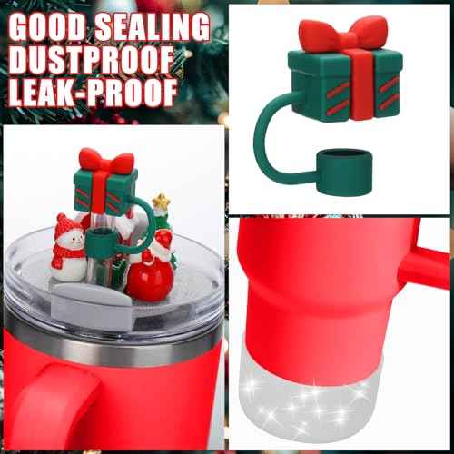 Mity rain Christmas Cup Accessories for Stanley Cup 30oz 40oz,Including Boot, Silicone Straw Topper Cover Cap, Lid Charms for H2.0 Tumbler (Gift Box 40 oz)