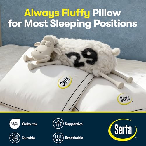 Serta King Size Bed Pillows Set of 2 - Medium Soft Support, White
