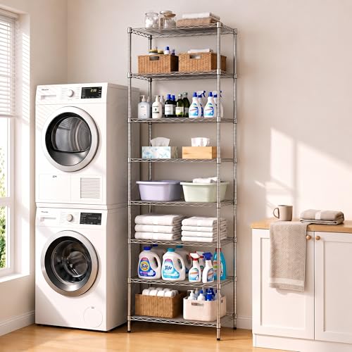 Finnhomy Chrome 8-Tier Adjustable Wire Shelving Unit - 80.7 Inches High Storage Rack