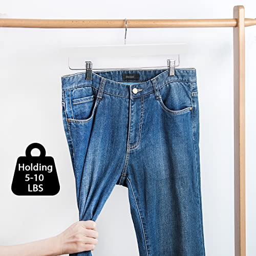 White 14-Inch Wooden Pants & Skirt Hangers with Non-Slip Clips - Pack of 20