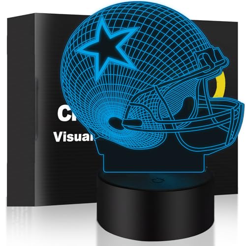3D Illusion Night Light Desk Lamp, 7 Colors Auto Gradual Changing USB Powered LED Lights with Touch Switch for Kids Gifts Home Decoration (Baseball Helmet)