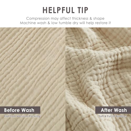 EMME King Size Muslin Cotton Blanket Beige 108x90 Inches Bed Layering