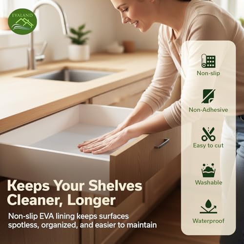 Non-Slip Clear Shelf Liner for Cabinets & Drawers - 17.7 in x 33 ft Thickened EVA