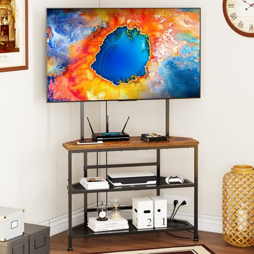 23" to 60" Floor Corner TV Stand For Bedroom With Mount, Universal