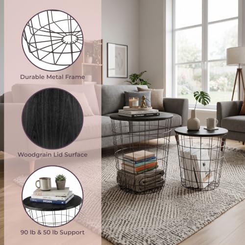 Lavish Home Black Nesting End Tables Set of 2 – Stylish Living Room Side Tables