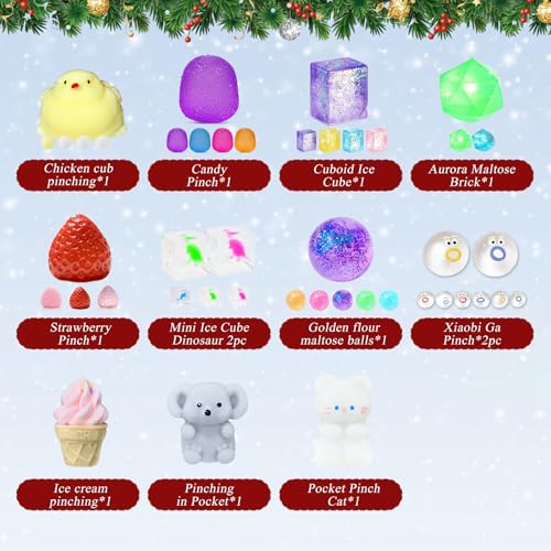 Squishy Advent Calendar 2026 with 24 Surprise Toys – Fidget Christmas Countdown