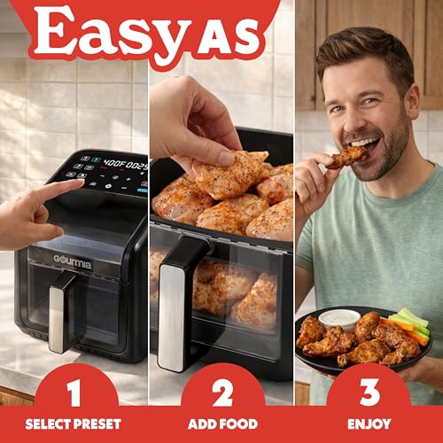 Gourmia 7 Qt Air Fryer with Panorama Window & Touchscreen - Black