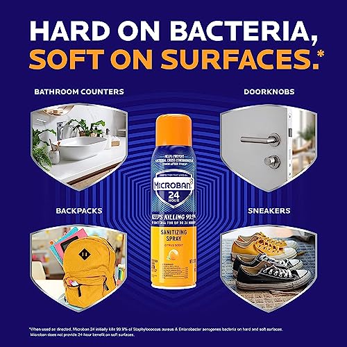 Microban 24 Hour Disinfectant Spray - Citrus Scent, 15oz Pack of 2