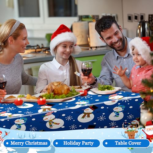 Snowman 3-Piece 54x108 inch Christmas Tablecloths - Snowflake Design (Snowman Variant)