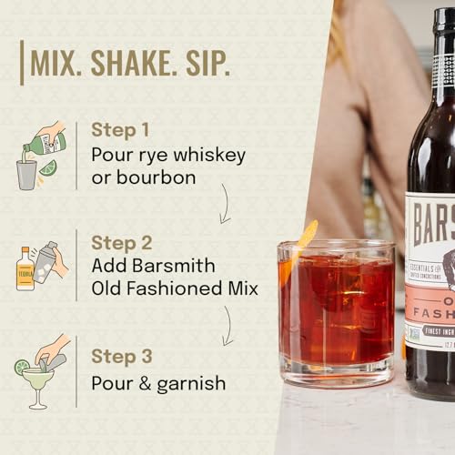 Barsmith Old Fashioned Mix - Classic Whiskey Drink Mixer w/Sweetness,