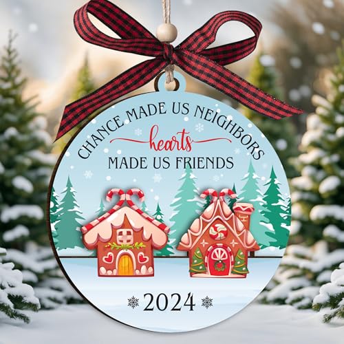 Chance Made Us Neighbors Christmas Ornament - Wooden 2-Layer Heartwarming Gift for Neighbors