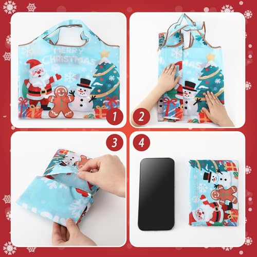 SilTriangle 6-Pack Christmas Reusable Extra Large Grocery Bags Tote
