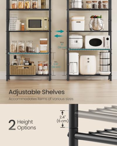 5-Tier Steel Wire Shelving Unit - 23.6 W x 56.7 H Storage Rack with Matte Black Finish